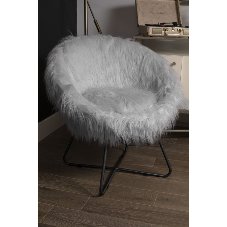 Grey furry online chair